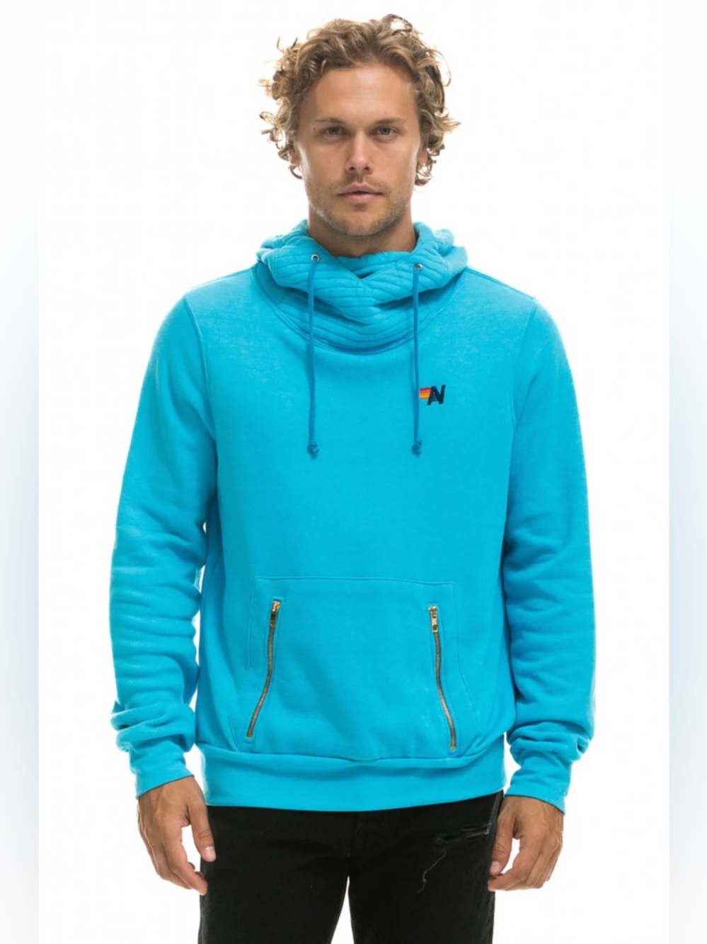 Aviator Nation | Ninja Pullover Hoodie | XS | Neon Blue - Picture 4 of 12